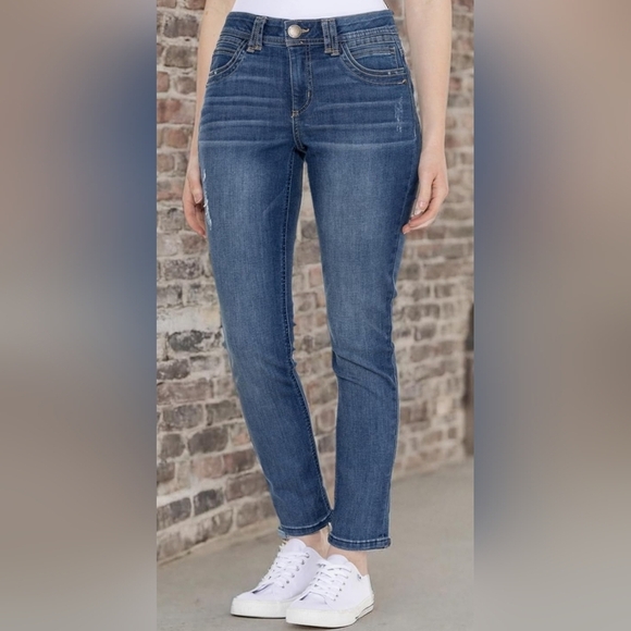 Democracy Denim - Democracy Destructed Ankle Jeans - Mid Rise, Destructed Blue, 10 New With Tags